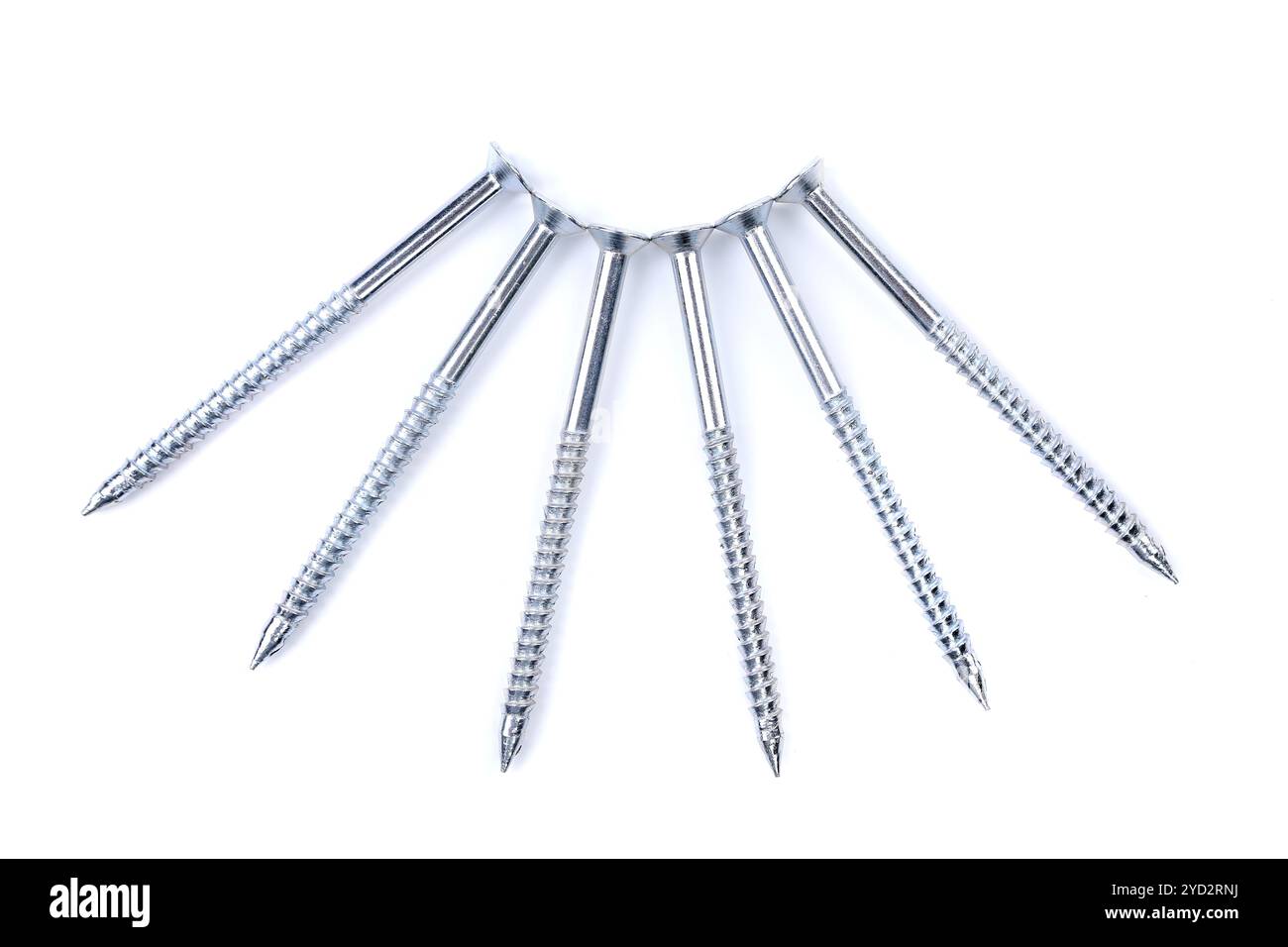 Six screws semicircle on a white background Stock Photo
