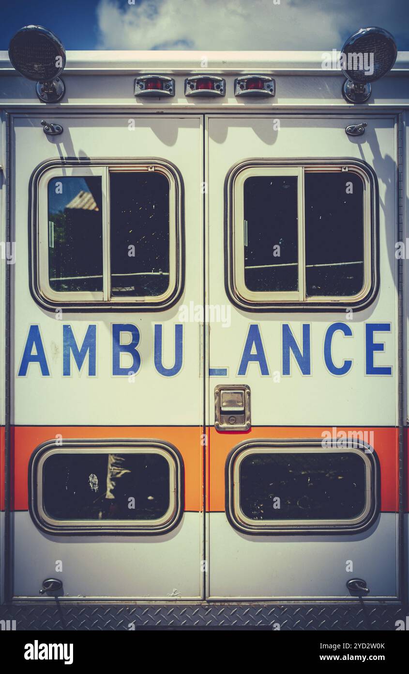 Retro Filtered Photo Of A Grungy Old Ambulance Stock Photo