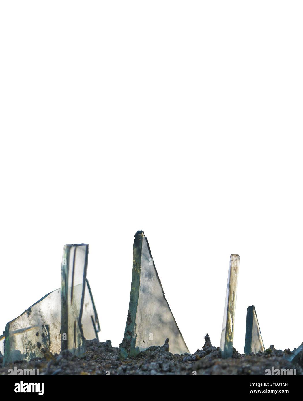Isolated Broken Glass On A Cement Wall Stock Photo