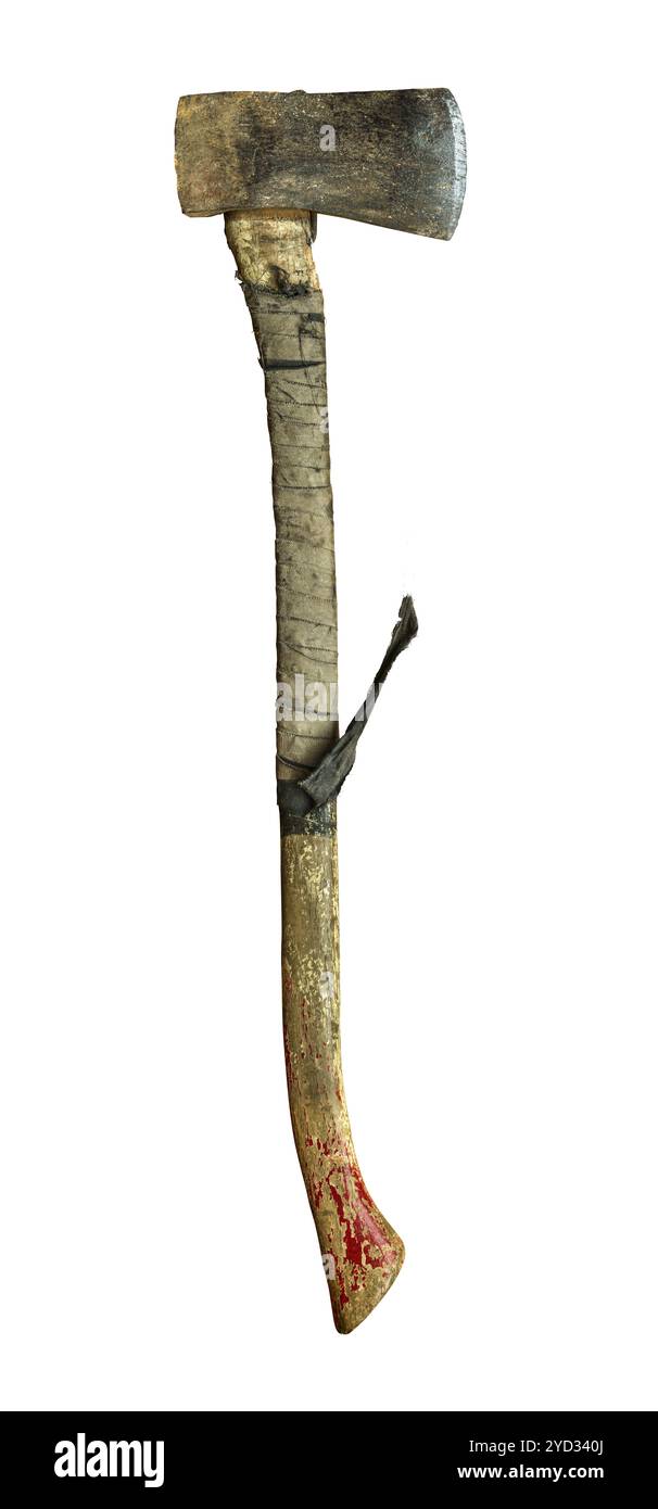 Isolated Grungy Vintage Long Handled Axe Stock Photo