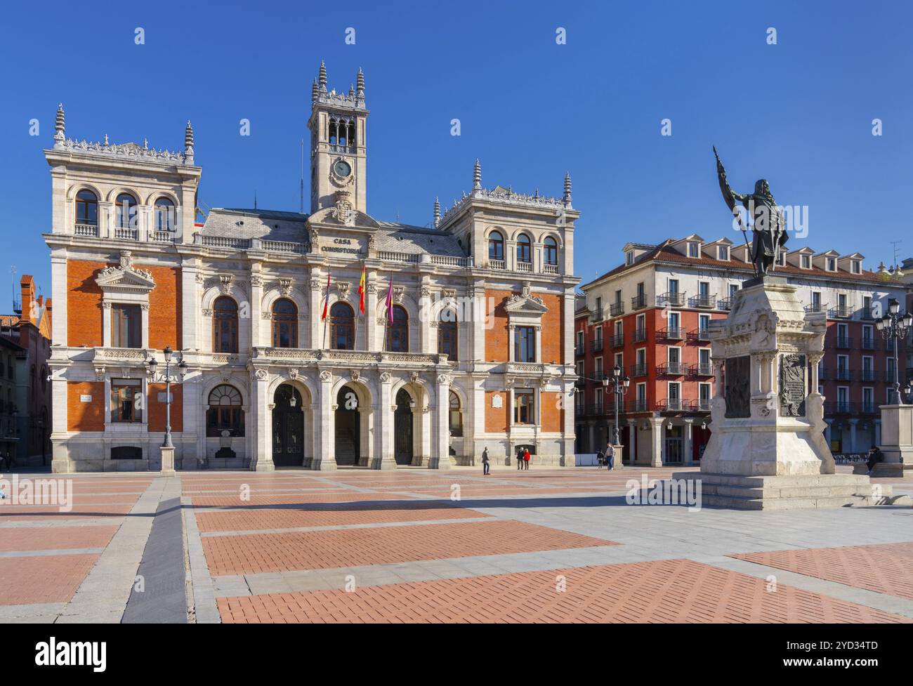 Valladolid, Spain, 12 April, 2024: view of the town hall and the Plaza ...
