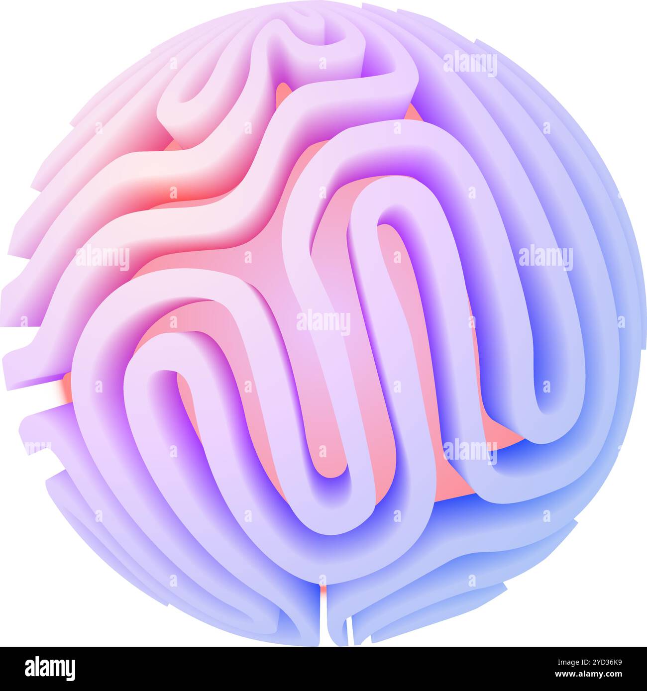 3d orb shape with algorithmic pattern, holographic color gradient. Scientific 3D ball concept Stock Vector