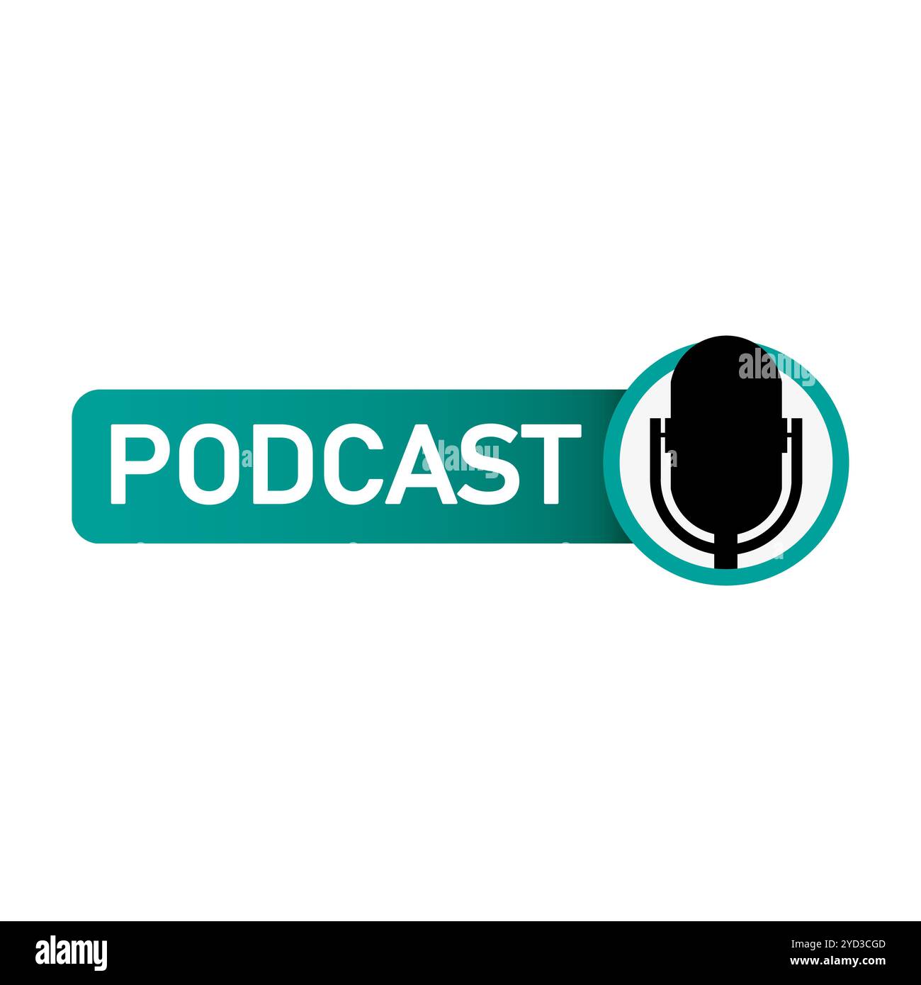 Podcast icon. Microphone symbol. Green gradient banner. Simple audio ...