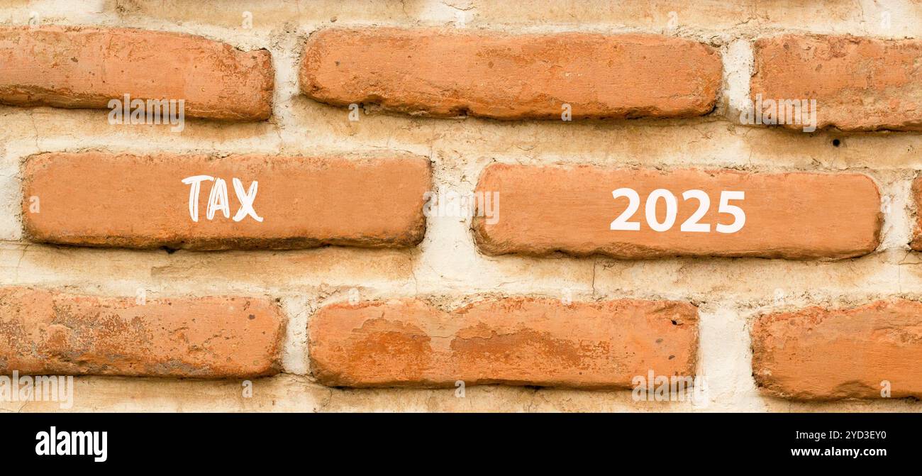 Planning tax 2025 new year symbol. Concept words Tax 2025 on beautiful