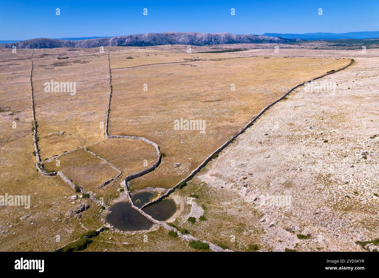 Lokva Diviska stone desert oasis on Moon Plateau above Baska Stock Photo