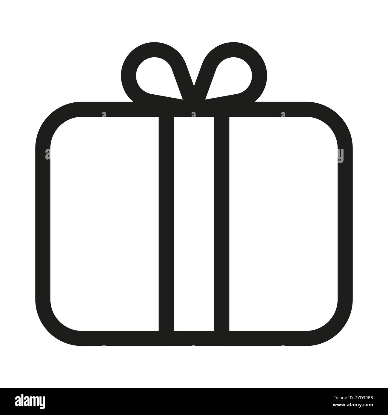 Gift box icon. Simple ribbon detail. Black outline design. Vector ...