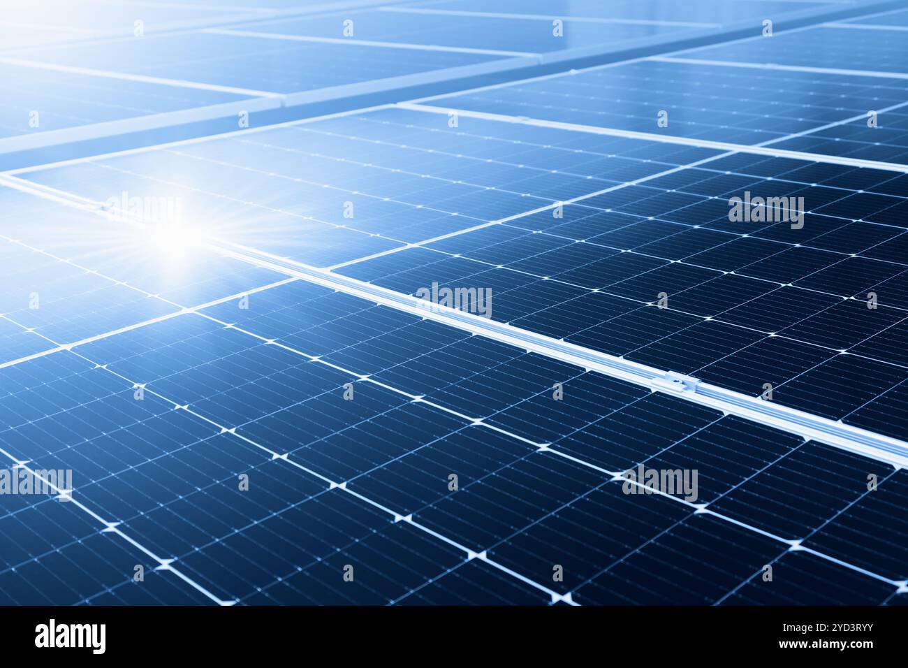 Solar cell or Solar Panel Modern technology for energy revolution, Alternative power source to saving environment, Photovoltaic module blue color tone Stock Photo