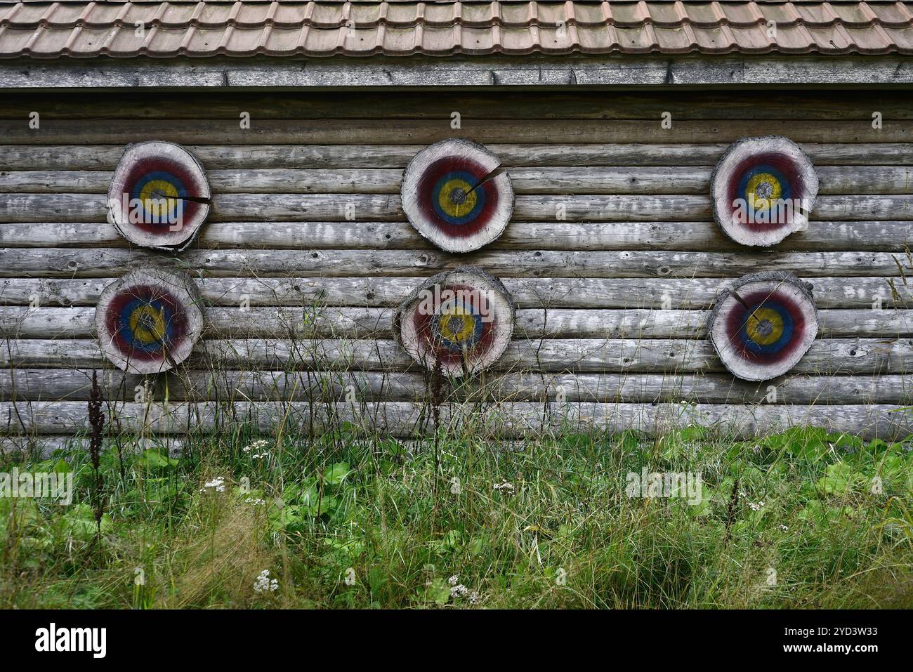 Wooden round targets for archery Stock Photo