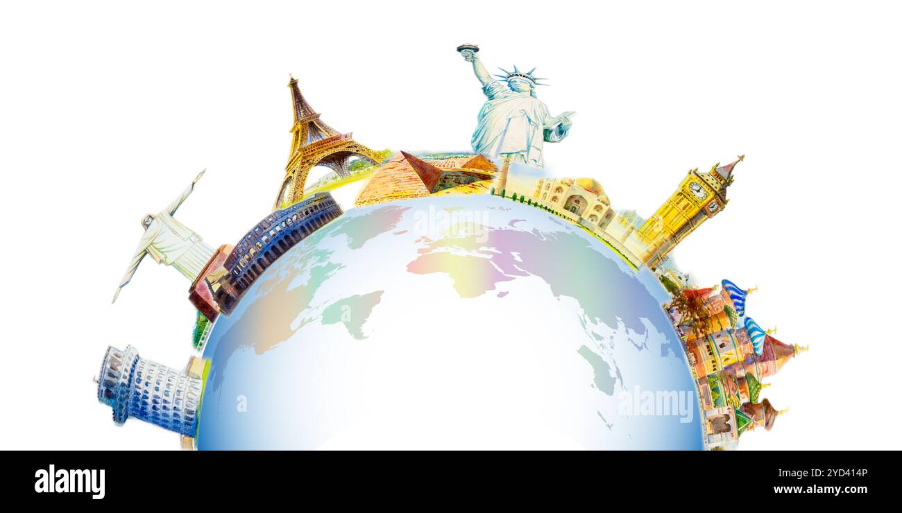 World travel and sights. Famous landmarks of the world grouped together ...