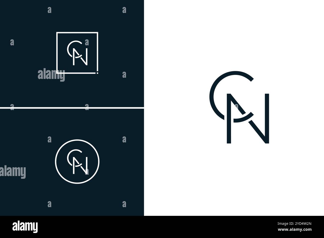 Creative Logo for Initials CN in Monogram Style - Vector Template for Initial Letter C and N Stock Vector