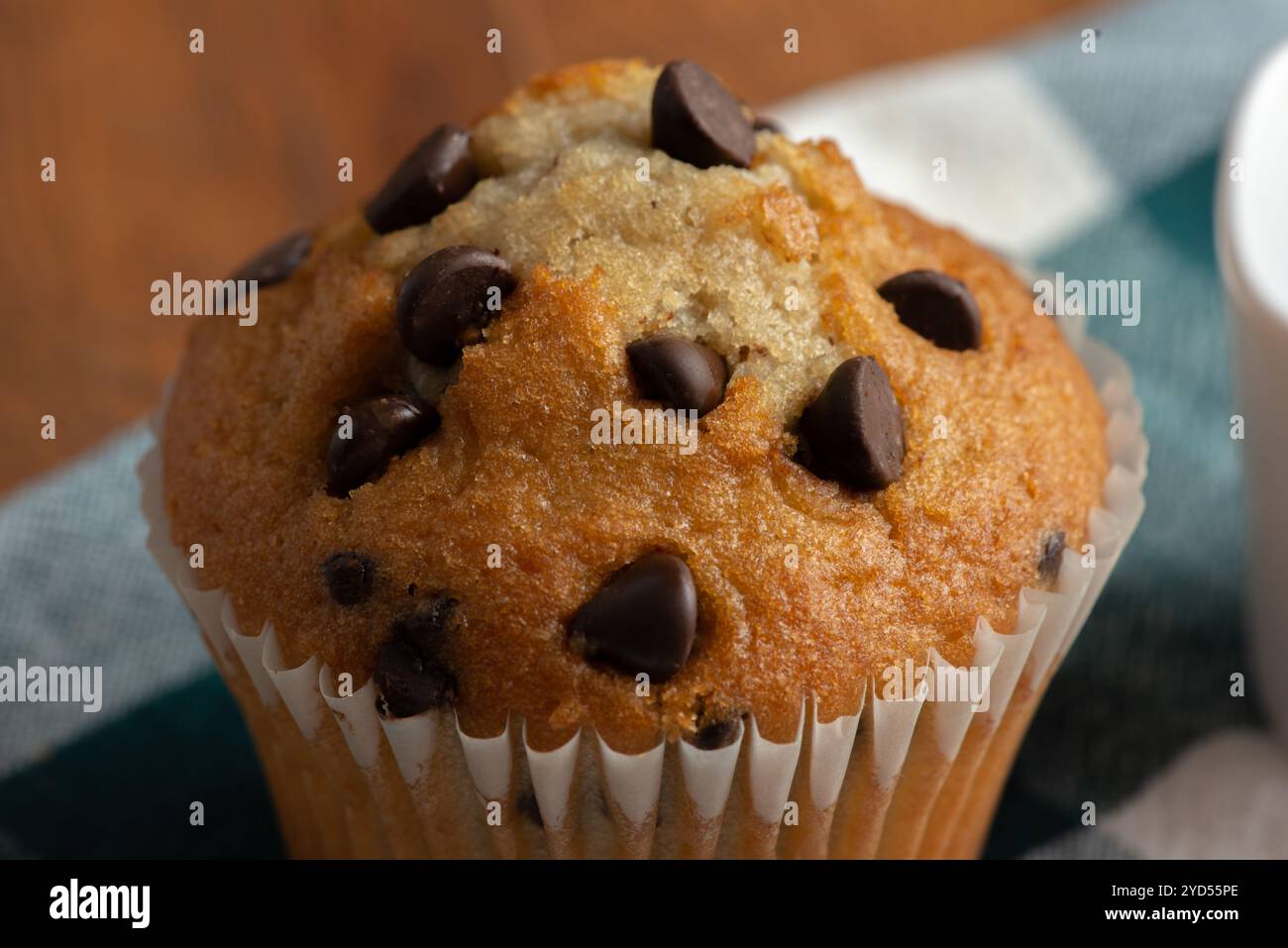 Chocolate chip muffin close up Stock Photo - Alamy
