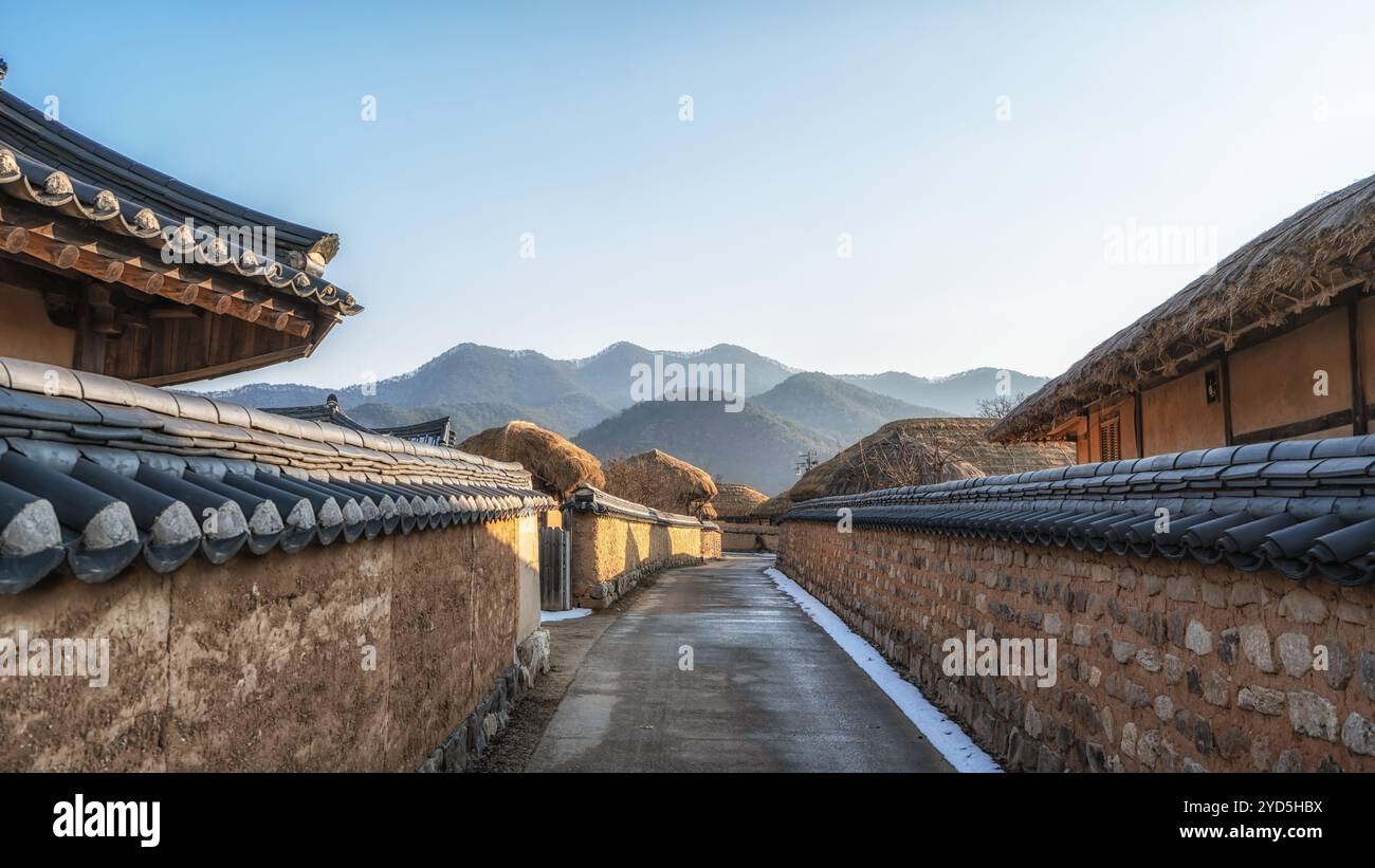 Traditional houses and architecture in Andong Hahoe Folk Village taken ...