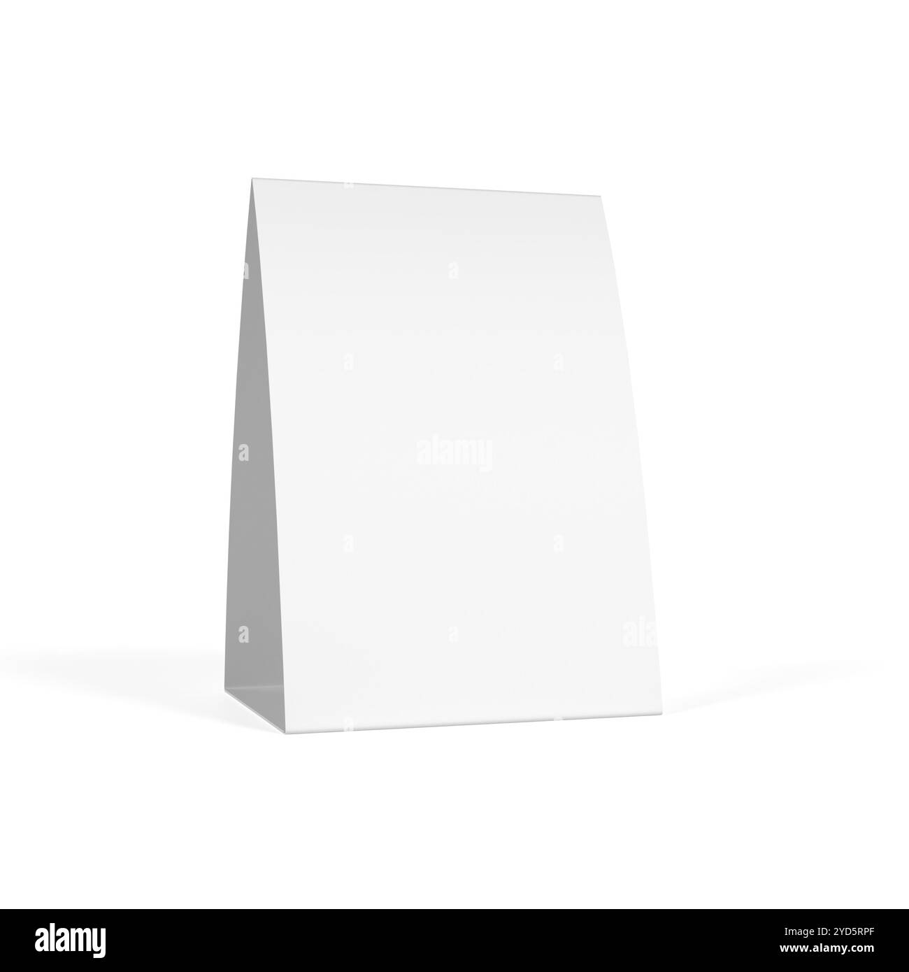 Table tent mockup isolated on white background. Blank. 3d illustration. Stock Photo