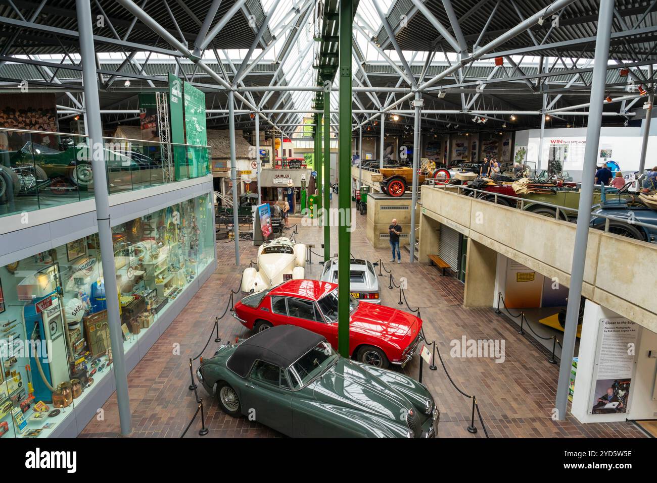 Beaulieu National Motor Museum showing an Auburn 851 Speedster,Lotus Esprit,Jenson Interceptor, and a Jaguar XK120 in the Main Hall Beaulieu Hampshire Stock Photo
