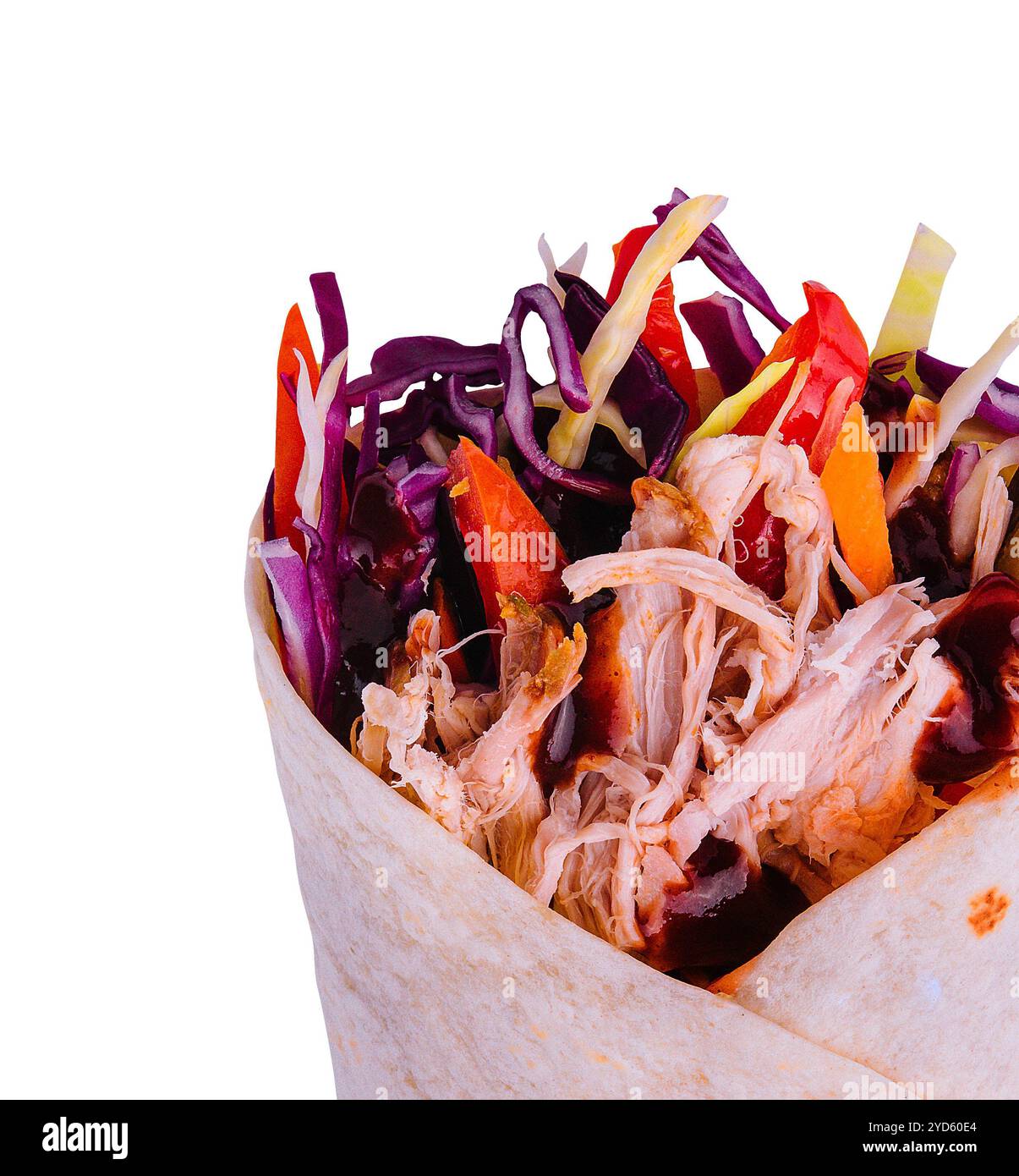 Tasty shawarma sandwich closeup on white background Stock Photo