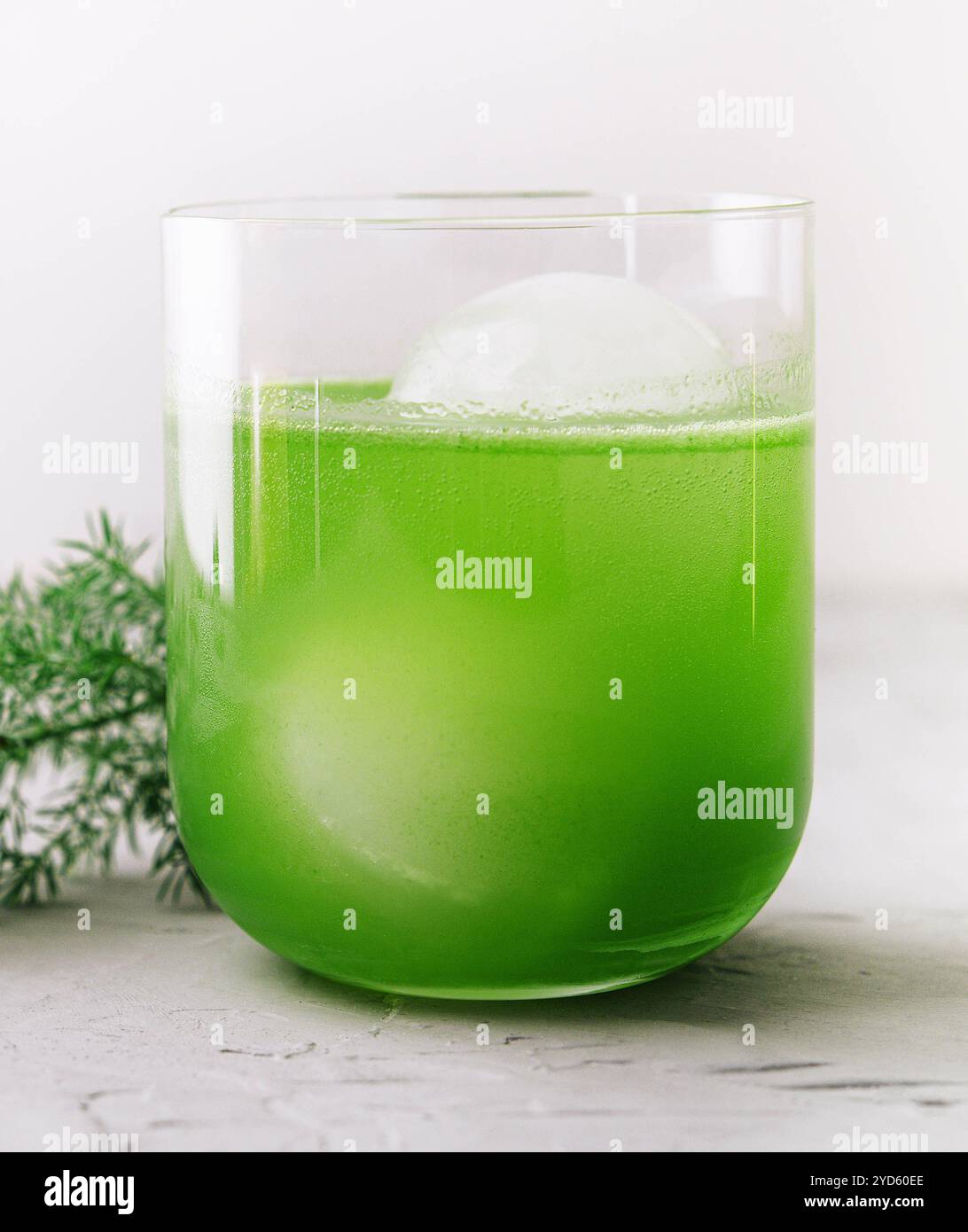 Iced green tea on light background Stock Photo
