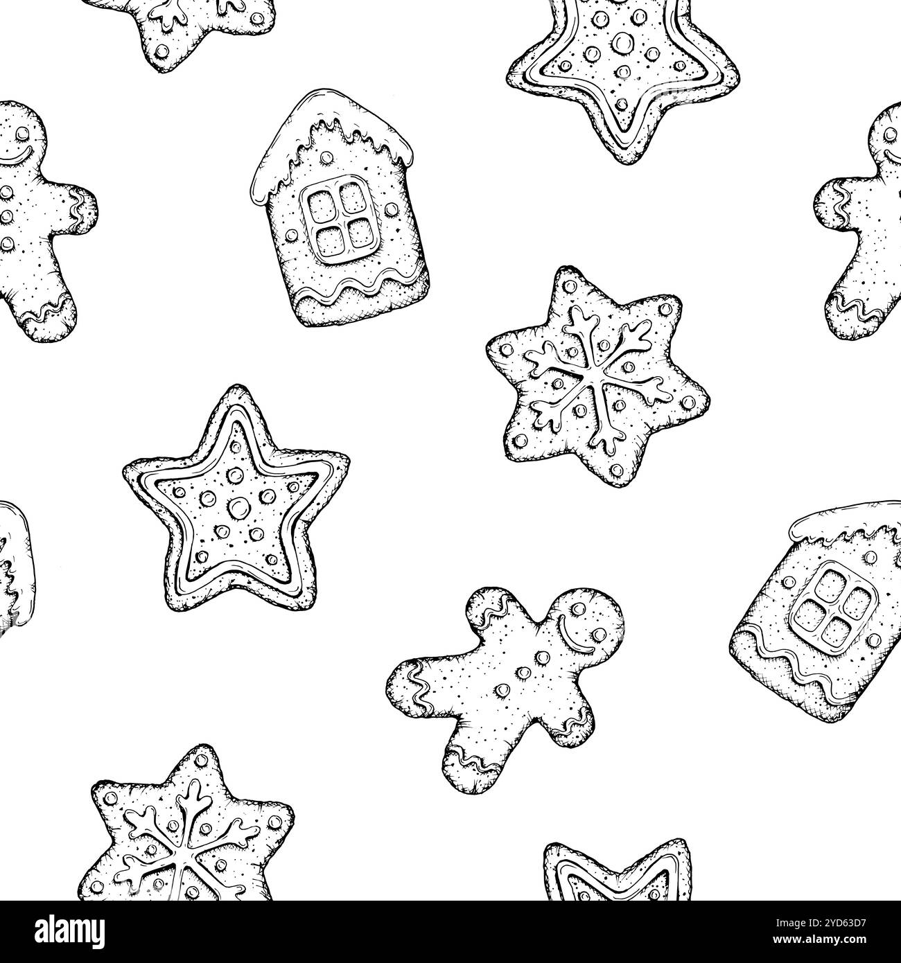 Seamless vector pattern of hand drawn Christmas cookies, lollipops ...