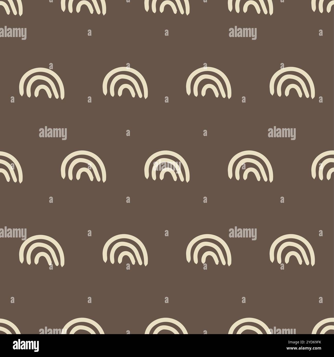 Seamless pattern with boho rainbows in brown and beige Stock Vector