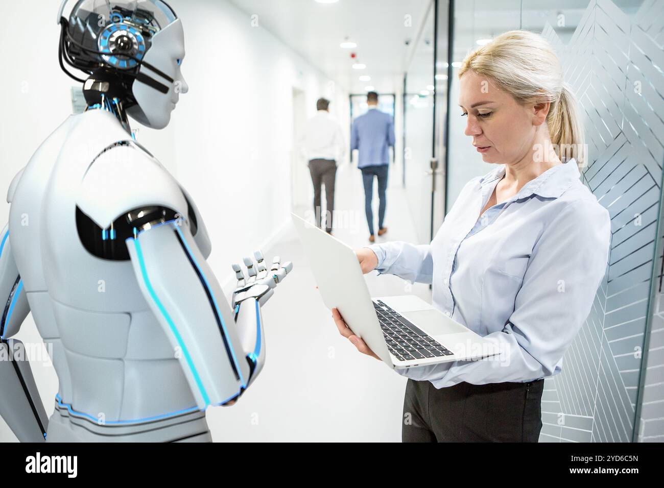 Businesswoman Humanoid Robot Stock Photo