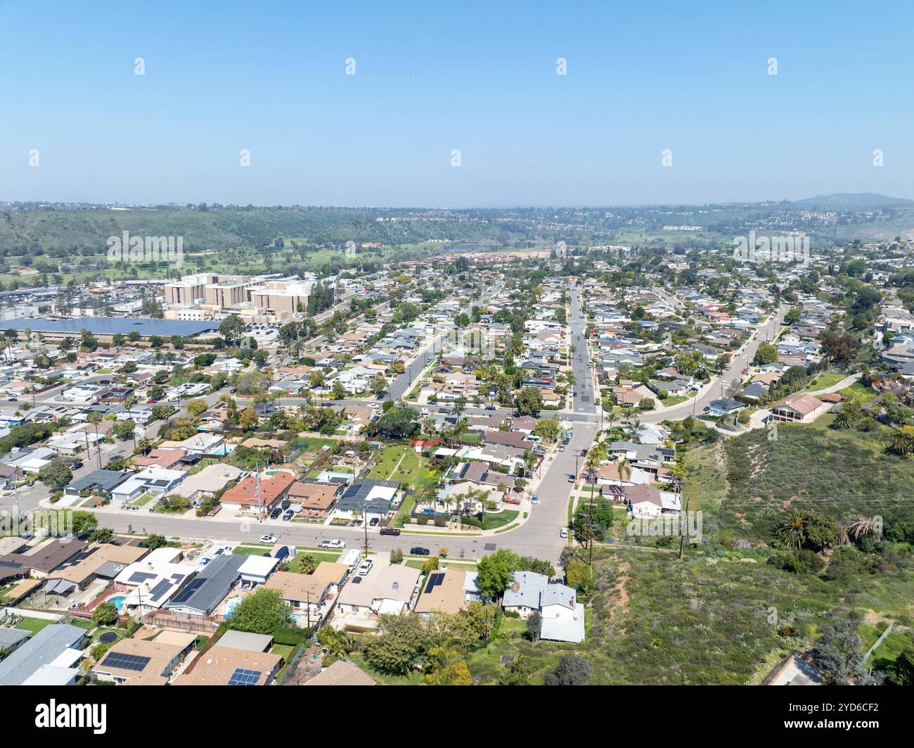 Aerial view of house in San Diego suburb, California, USA Stock Photo