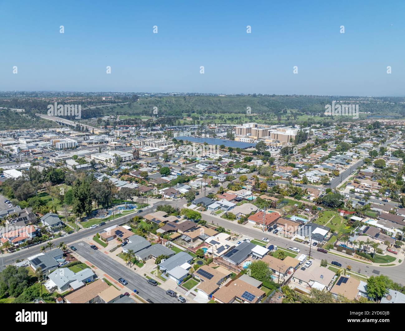Aerial view of house in San Diego suburb, California, USA Stock Photo