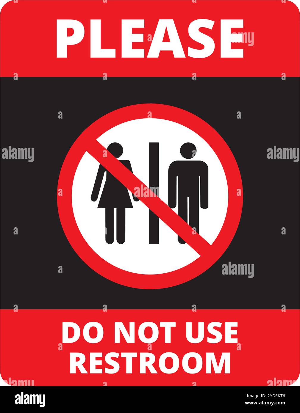 Red and black please do not use restroom banner on a white background