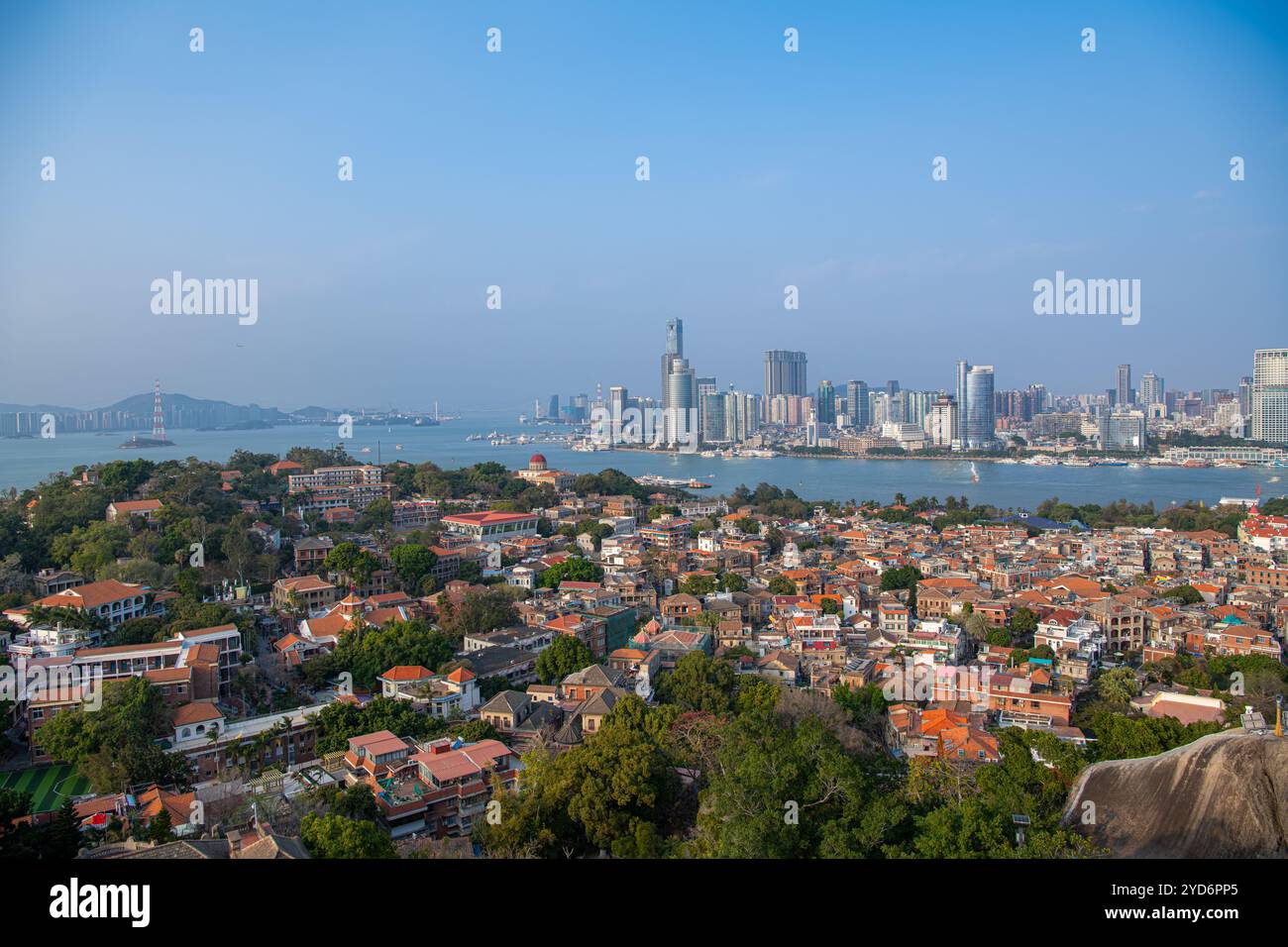 Panoramic view of Gulangyu Island in Xiamen, China, copy space for text Stock Photo