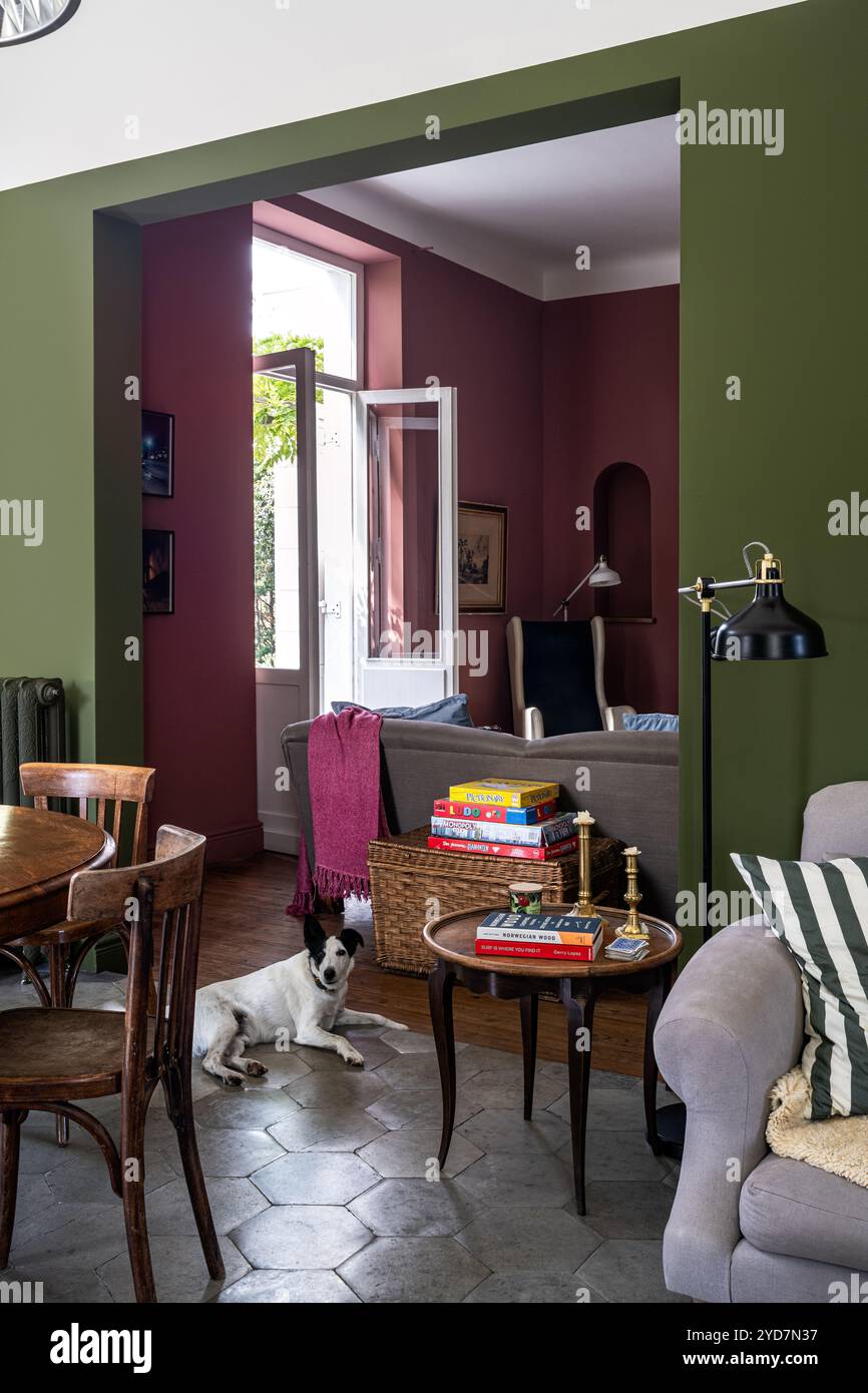 Olive green partition wall in updated luxury villa in South of France ...