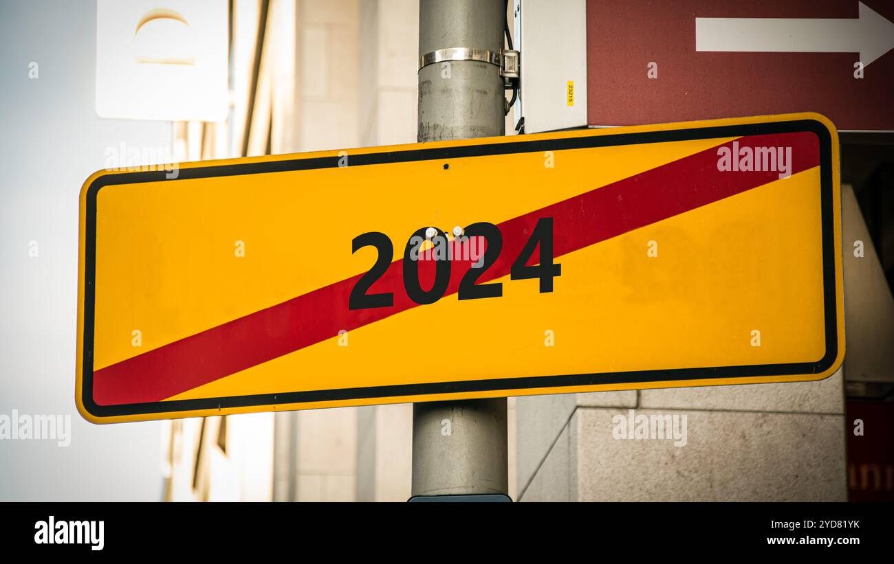 Signposts the direct way to 2024 versus 2025 - BILDMONTAGE Stock Photo ...