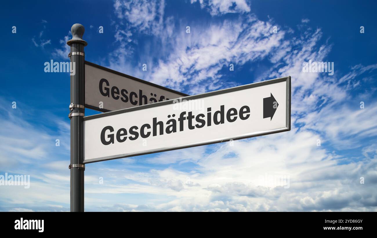 Signposts the direct way to Business Idea - BILDMONTAGE Stock Photo - Alamy