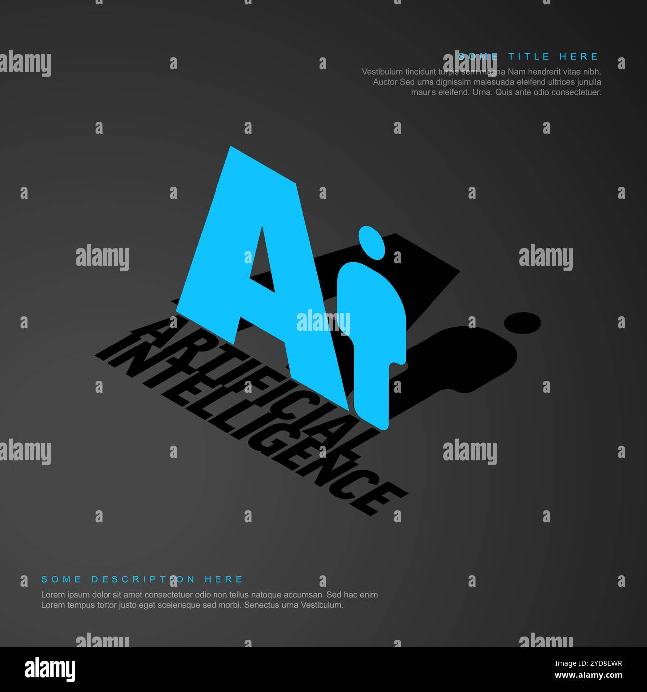 Artificial inteligence conceptual ilustration in fresh modern style with place for your content. AI artificial inteligence banner header social media Stock Vector