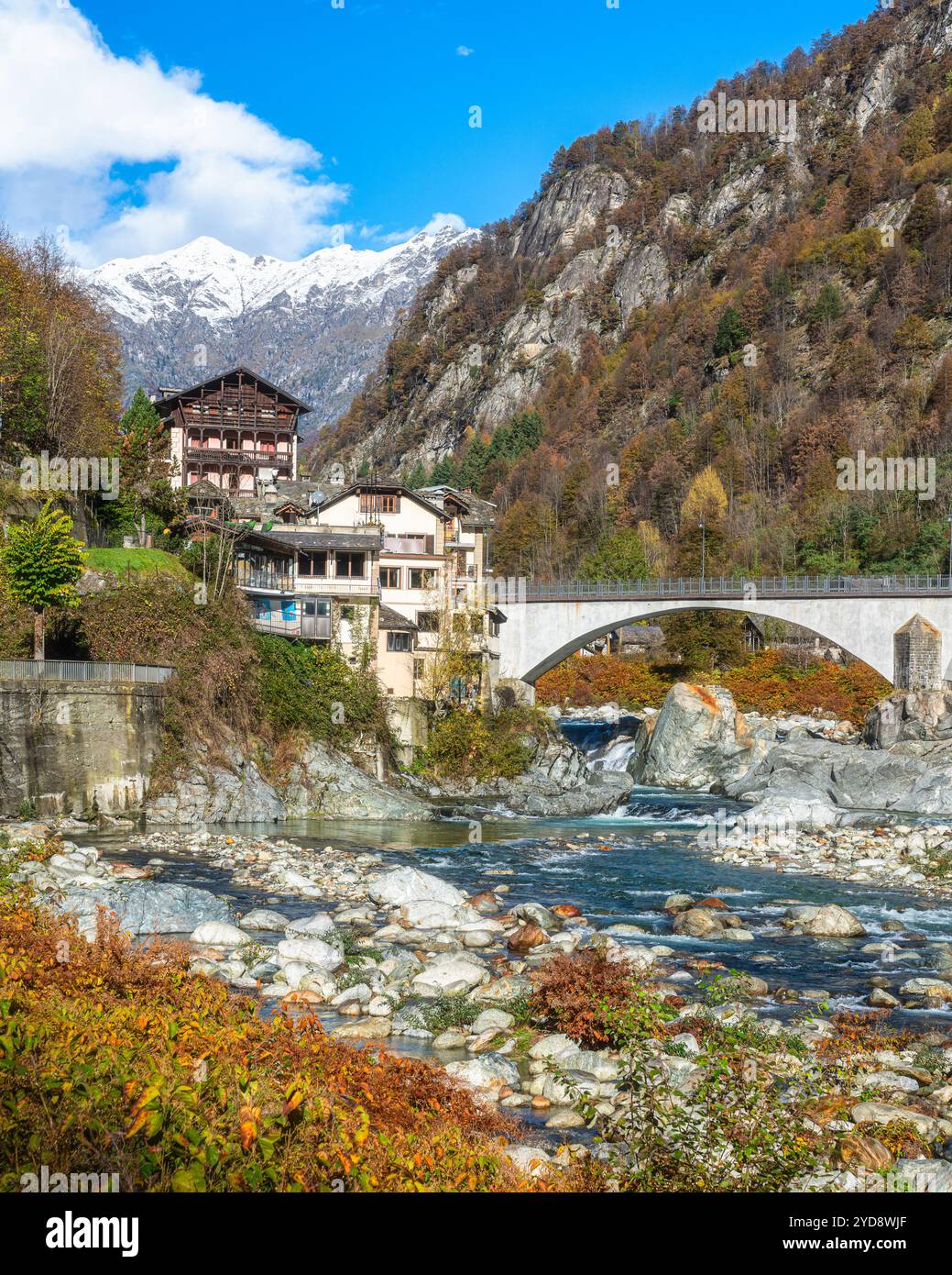 The beautiful village of Piode, during fall season, in Valsesia (Sesia ...