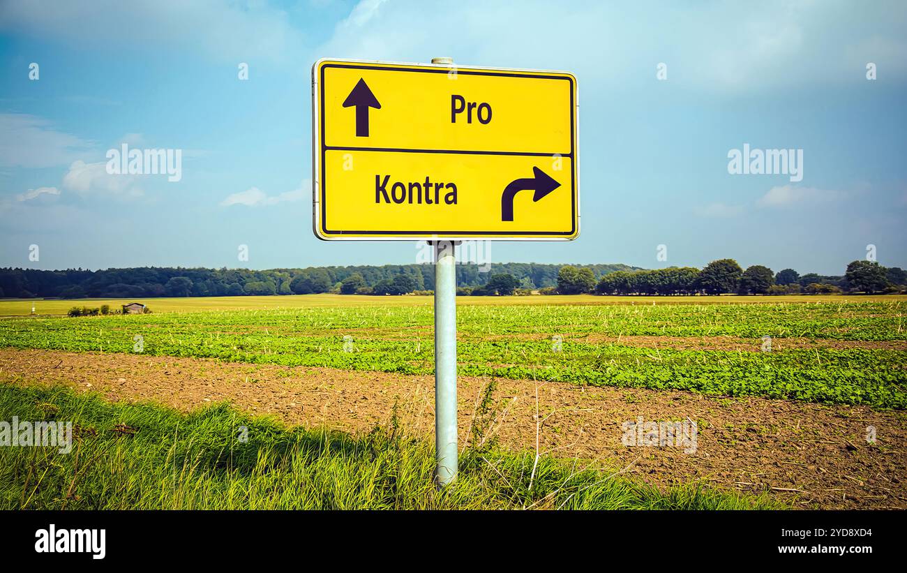 Signposts the direct way to pros versus cons - BILDMONTAGE Stock Photo