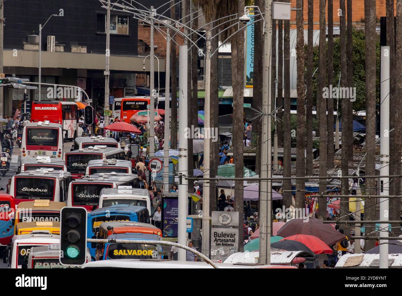 Crowded road in Medellin, Colombia Stock Photo