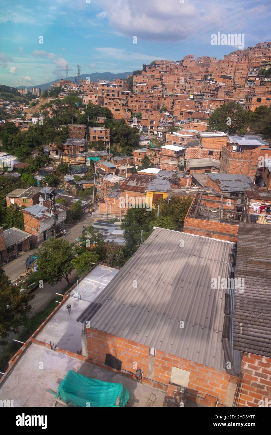 Cityscape of the slums in Medellin, Colombia Stock Photo