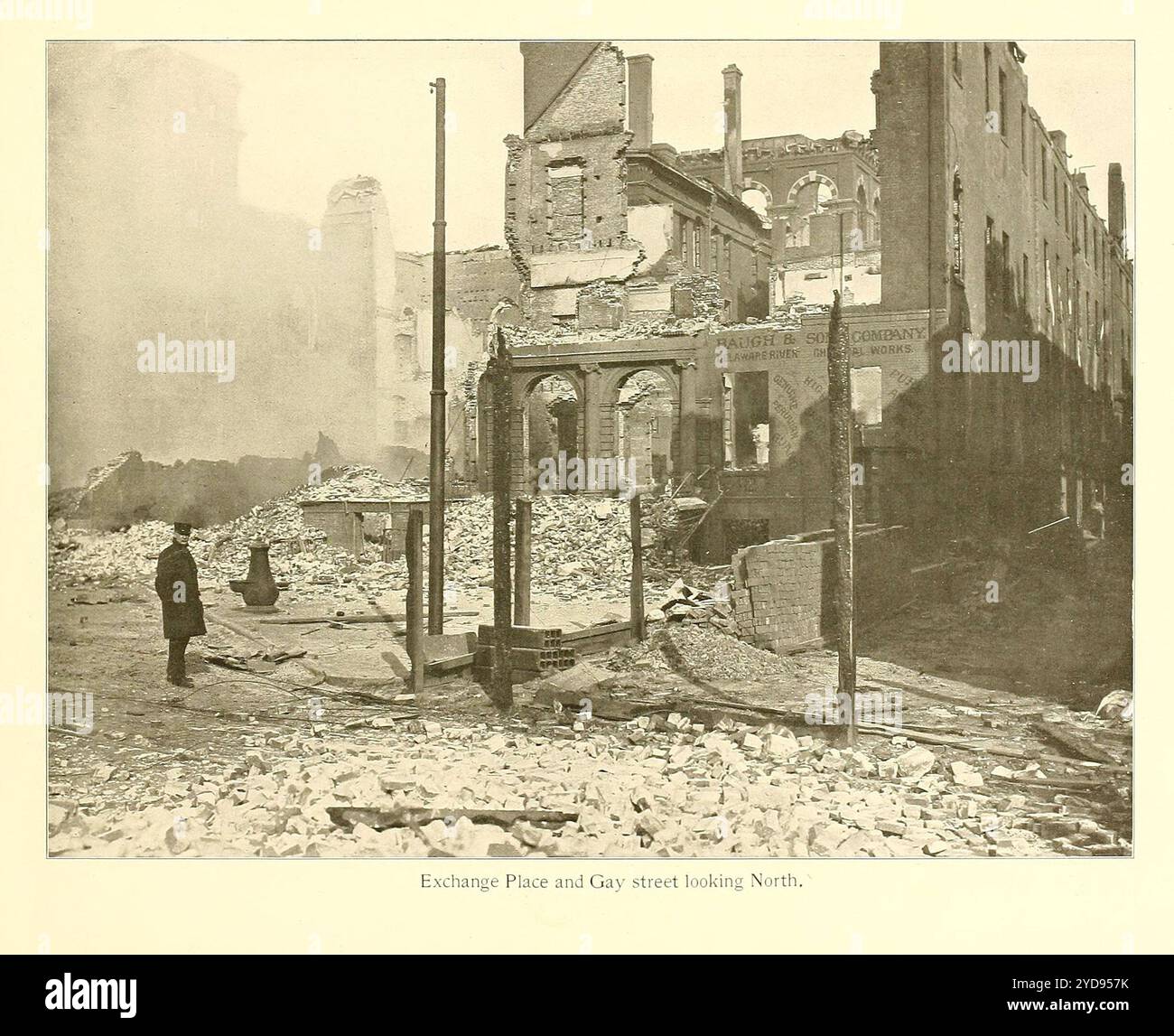 USA postcard 1904 Great Fire of Baltimore, locomotive at Pratt St. USA postcard 1904 Great Fire of Baltimore, locomotive at Pratt St.