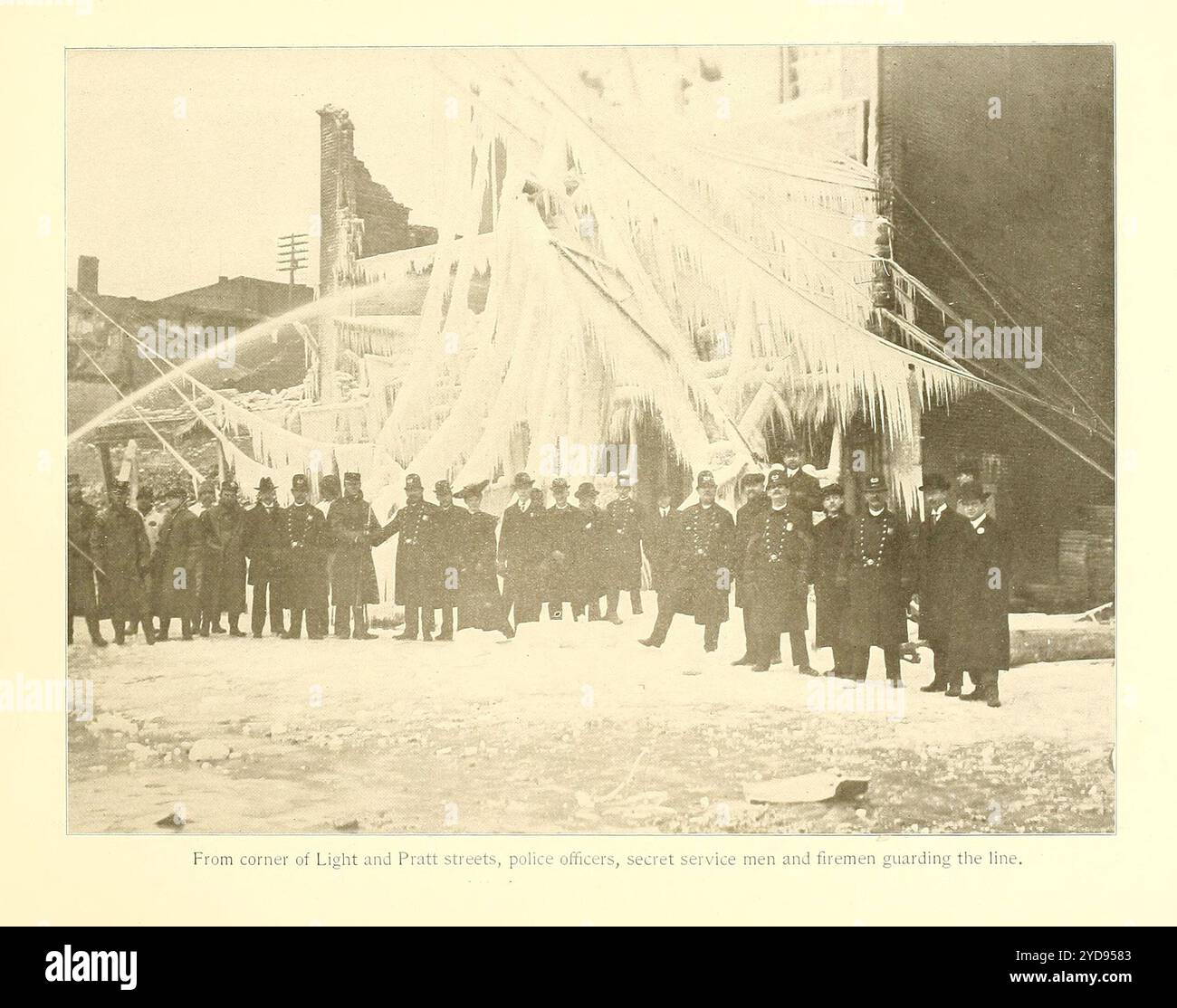 USA postcard 1904 Great Fire of Baltimore, locomotive at Pratt St. USA postcard 1904 Great Fire of Baltimore, locomotive at Pratt St.