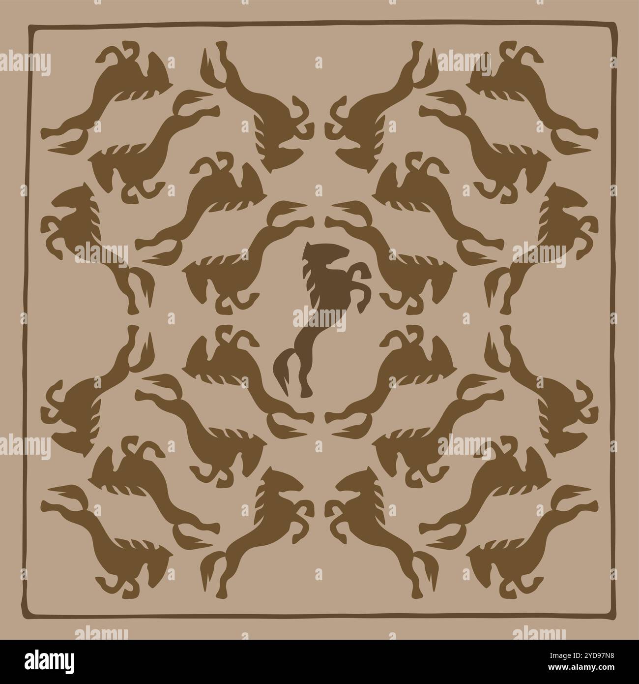 Ethnic patterns. Traditions of nomads, Kazakh steppes, Asian Mongolian Caucasus Stock Vector