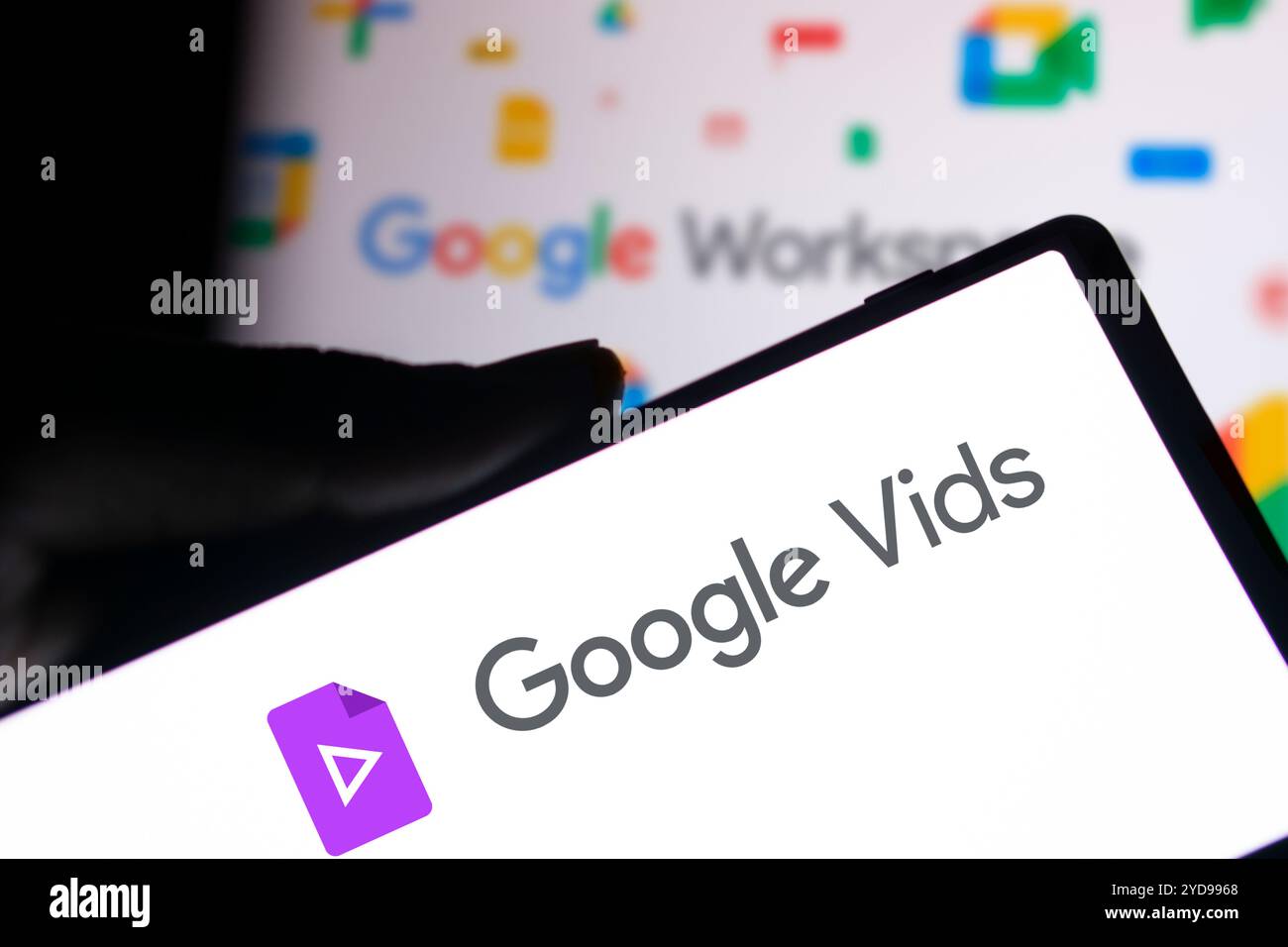 Dhaka, Bangladesh- 29 June 2024: Google Vids logo is displayed on smartphone. Google Vids is an online video creation app includ Stock Photo