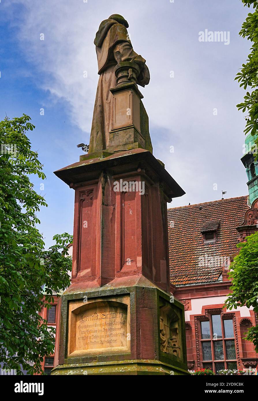 Berthold Schwarz fountain in Freiburg; inventor of black powder Stock Photo