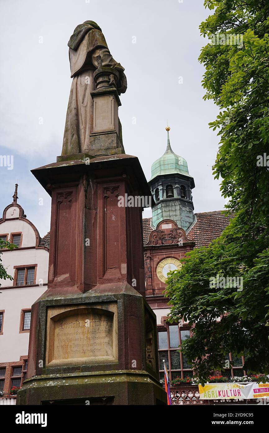 Berthold Schwarz fountain in Freiburg; inventor of black powder Stock Photo
