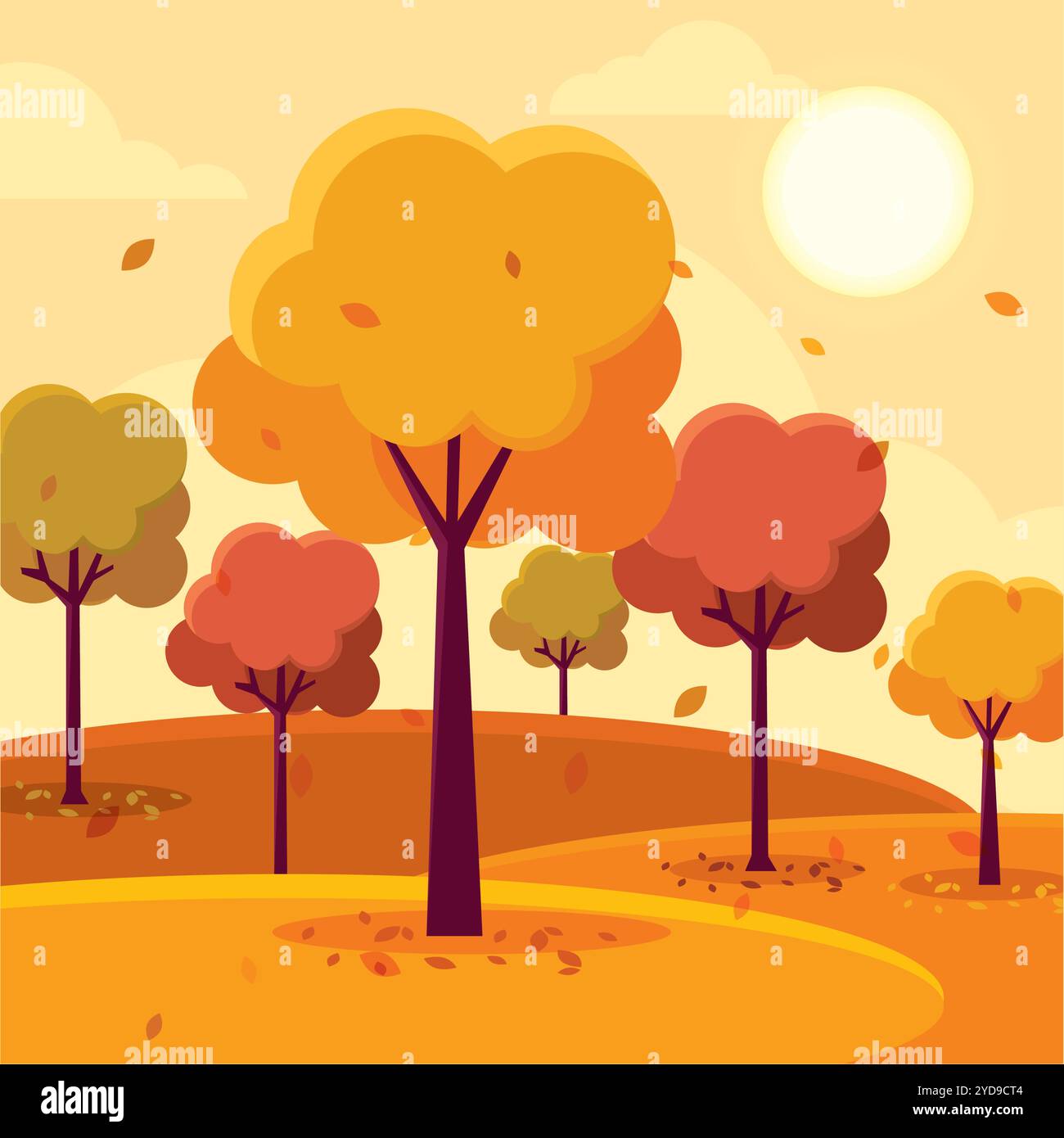 Fall Scenes Vector Serene autumn scene Stock Vector Images - Alamy
