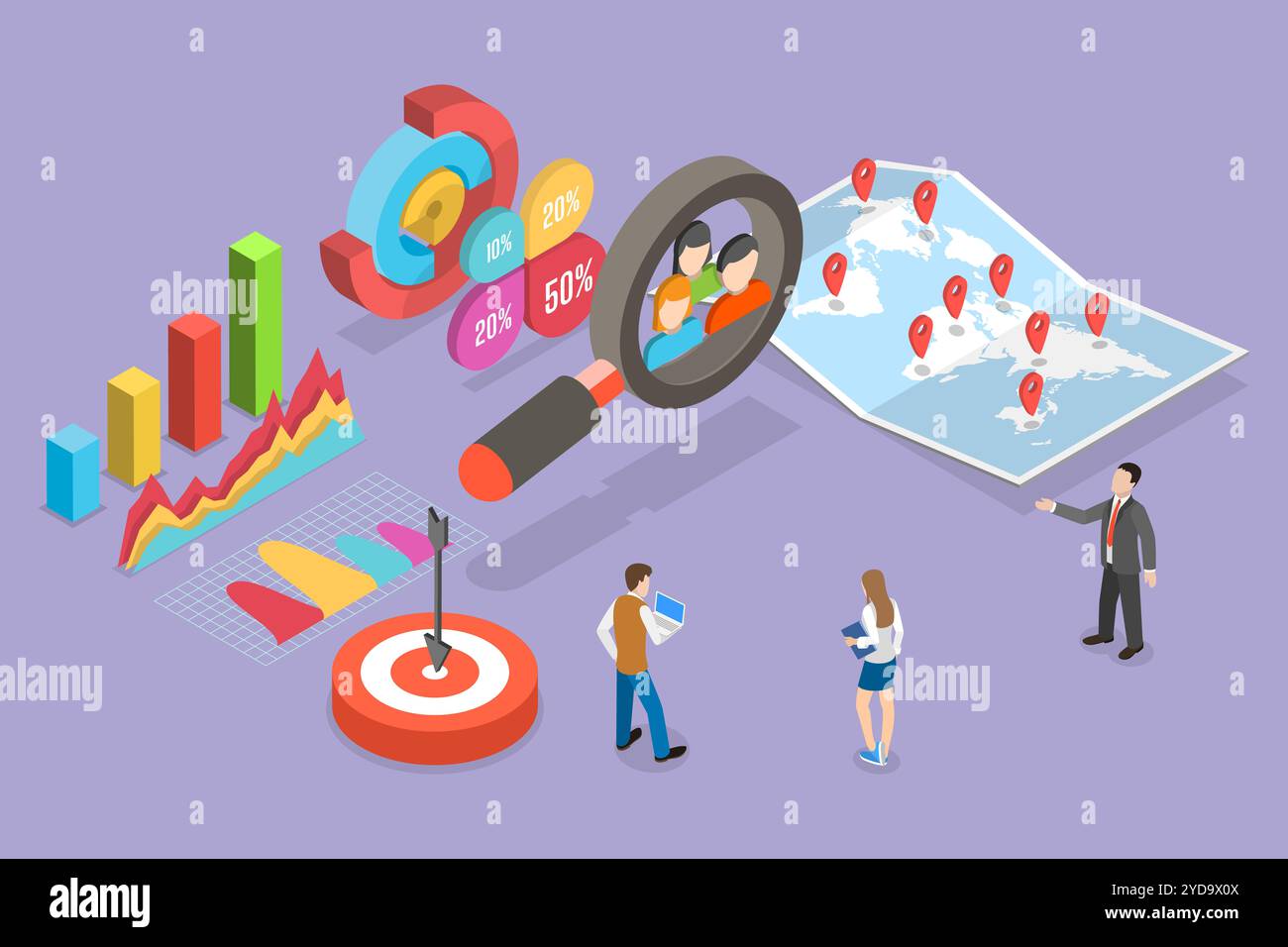 3D Isometric Flat Conceptual Illustration of Customer Research ...