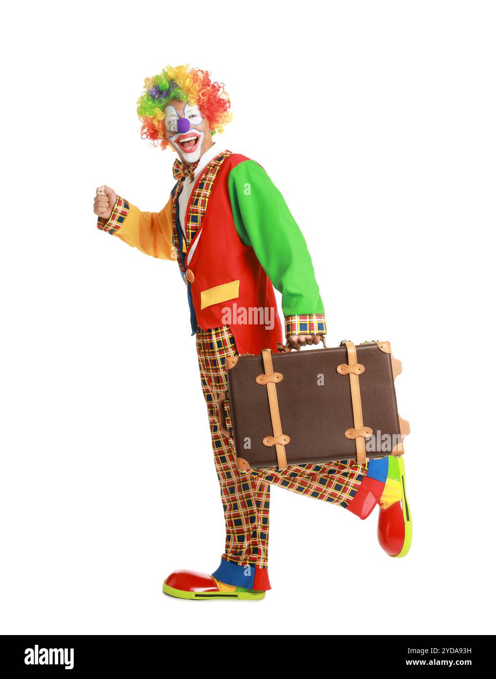 Figurine Ancienne Clown Vintage - Avec Valise Et Parapluie - Décoratif