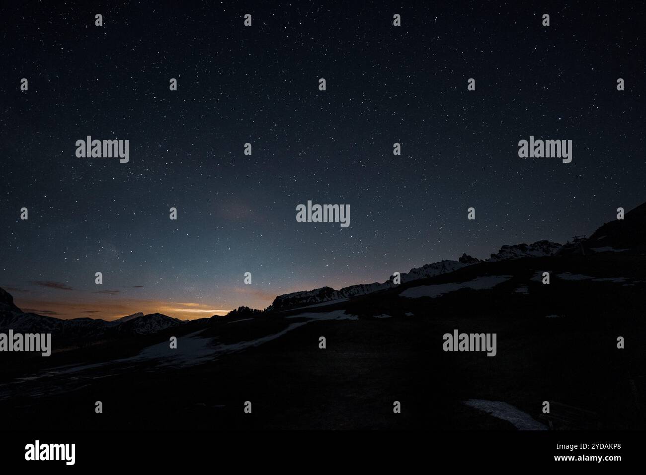 Starry sky in the Dolomites in South Tyrol, Italy. Stock Photo