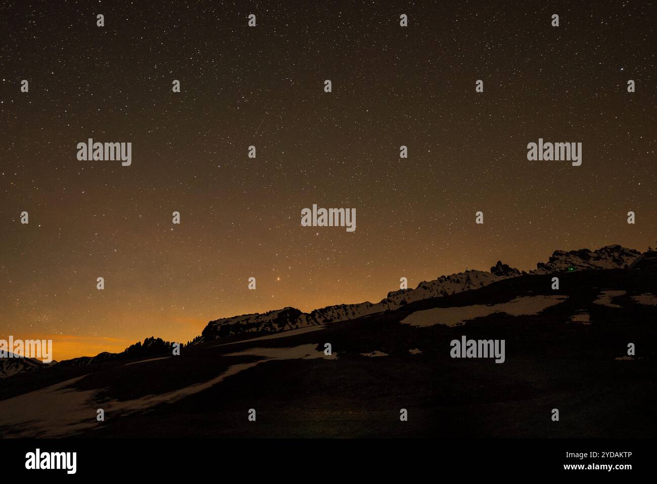 Starry sky in the Dolomites in South Tyrol, Italy. Stock Photo