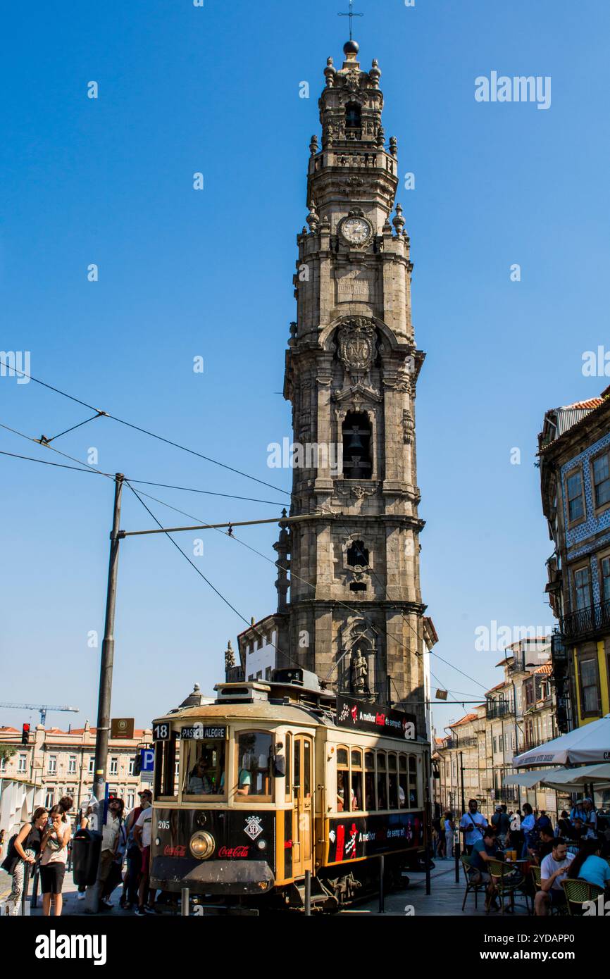 Bell tower of the Church of the Clergymen (Igreja dos Clerigos), Porto, Portugal. Stock Photo