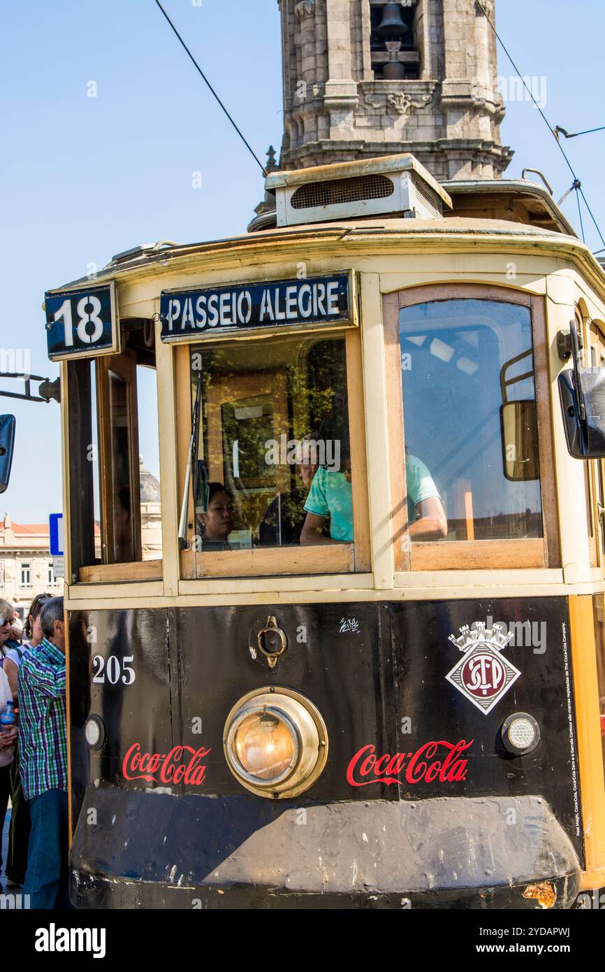 Tram public transit, Porto, Portugal. Stock Photo