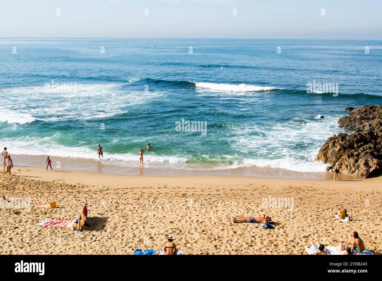 Praia de Castelo do Queijo (Cheese Beach) near Saint Francis Xavier Fort  (Castelo do Queijo, Porto, Portugal. Stock Photo