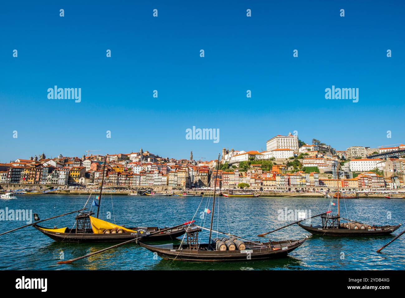 Rabelo boats on the Douro River, Porto, Portugal. Stock Photo